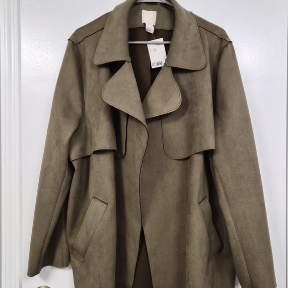 H&M Khaki Draped Trench Coat - Picture 3 of 5
